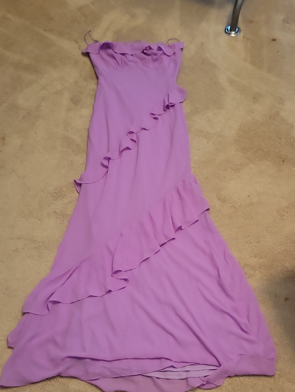 vestique Strapless Ruffle Maxi Dress - Lavender